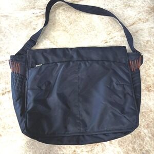 Hugo Boss Vintage Messenger Bag Navy Orange Nylon Crossbody Y2K Utility